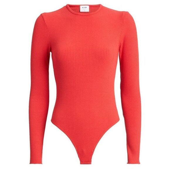 Re/Done Tops - Re/Done 60's Rib Knit Bodysuit Red NEW